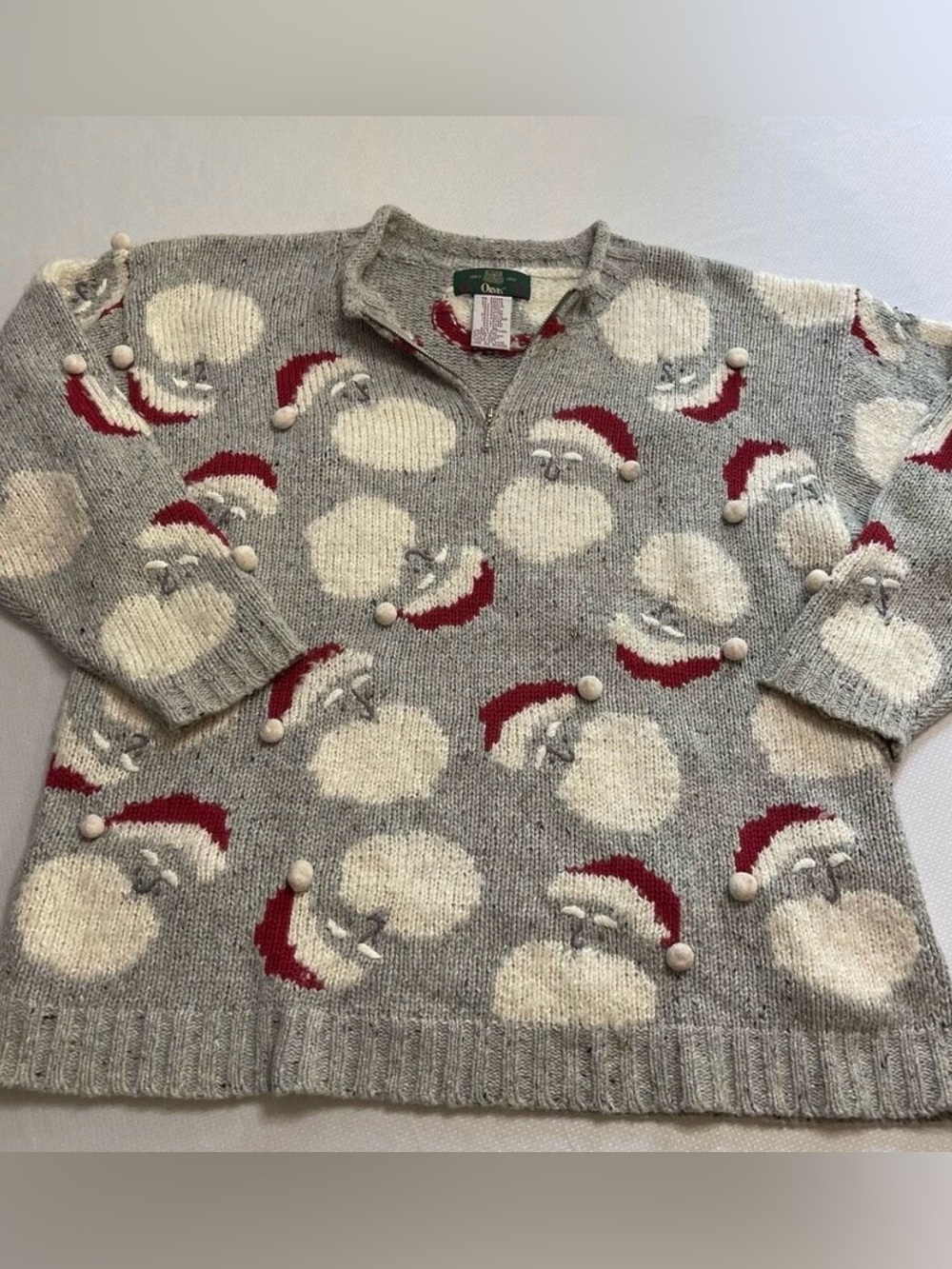 Orvis Women’s Wool Gray Holiday Santa Sweater size XL
